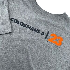 Mens Colossians 3 23 Christian Football Graphic T-Shirt Grey XL Single Stitch